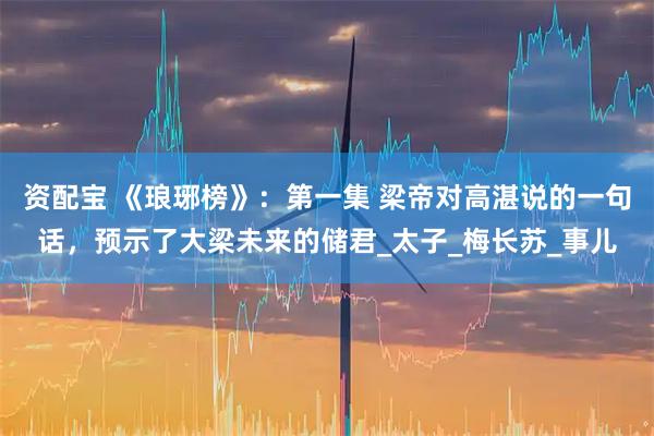 资配宝 《琅琊榜》：第一集 梁帝对高湛说的一句话，预示了大梁未来的储君_太子_梅长苏_事儿
